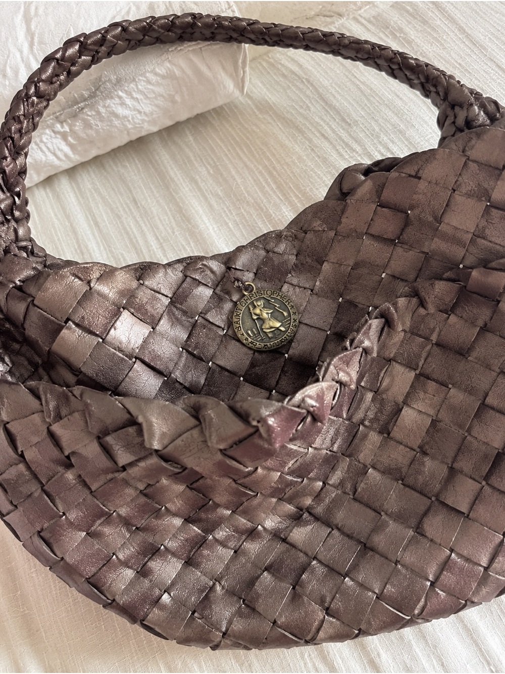 Dragon Diffusion Woven Leather Shoulder Bag in Dark Brown - Picture 4 of 4